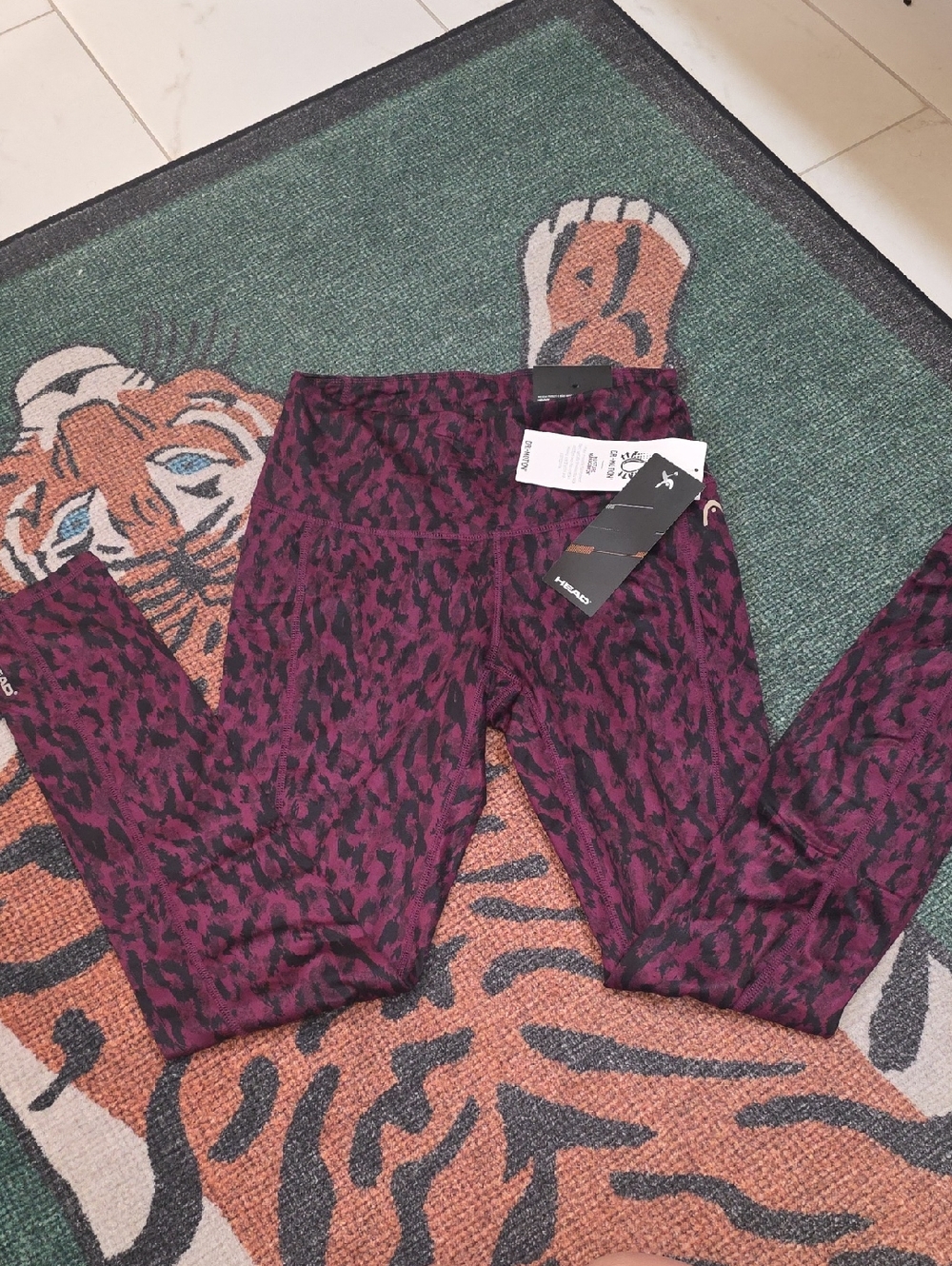 Head Purple Leopard Print Leggings - Athletic